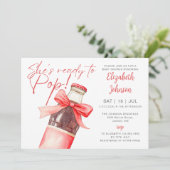 Ready To Pop Soda Bottle Bow QR Code Baby Shower Kaart (Staand voorkant)