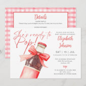 Ready To Pop Soda Bottle Bow QR Code Baby Shower Kaart (Voorkant / Achterkant)