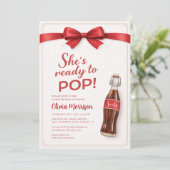 Ready to Pop Soda Red Bow Baby Shower Kaart (Staand voorkant)
