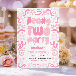 Ready Two Party Confetti Balloon 2nd Birthday  Kaart