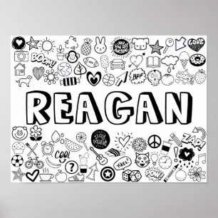 'REAGAN' Color-it-Yourself-contourontwerp Poster