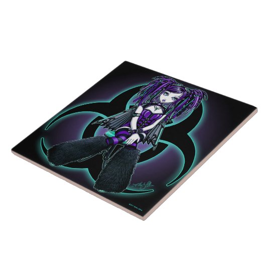 "Reagan" Cybergoth Radioactive Fairy Art Tile Tegeltje (Zijkant)