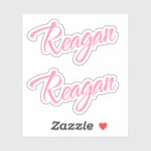 Reagan Decoratieve Naam in Roze x2 Sticker (Vel)