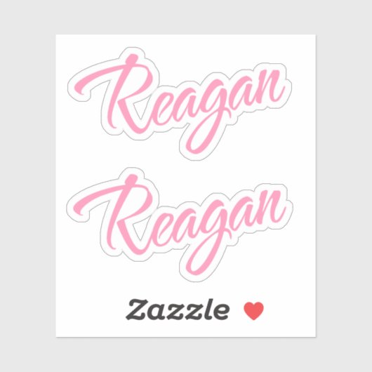 Reagan Decoratieve Naam in Roze x2 Sticker (Vel)