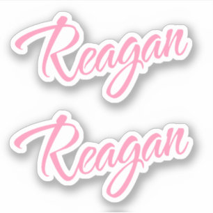 Reagan Decoratieve Naam in Roze x2 Sticker