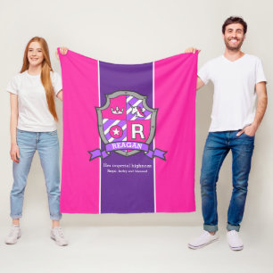 Reagan letter R: schildroze paars Fleece Deken