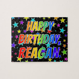 "REAGAN" Voornaam, geun "HAPPY BIRTHDAY" Legpuzzel