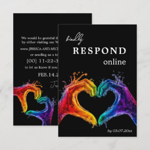 🌈❤️Reageer ONLINE Hart van Trots bruiloft RSVP Kaartje