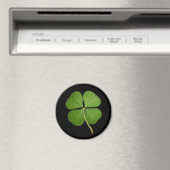 Real 4 Leaf Clover Shamrock Black Magneet (Insitu (Vaatwasser))