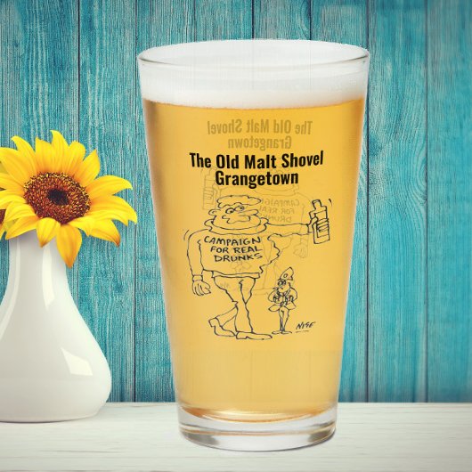 Real Ale of Micro Pub Funny Cartoon Drink Glas