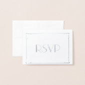 Real Argent Foil Art Déco Mariage Cartes RSVP 3.5x (Devant avec enveloppe)