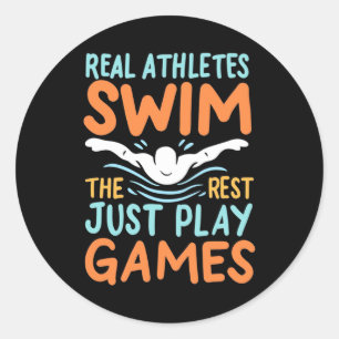 Real Athletes Swim Ronde Sticker