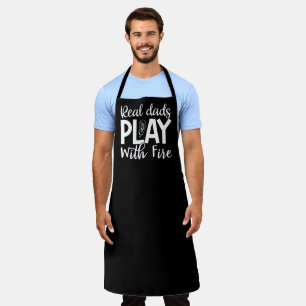 Real Dads Play met Fire BBQ Large Black Apron Schort