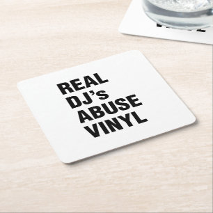 REAL DJ's ABUSE VINYL Vierkante Kartonnen Onderzetter