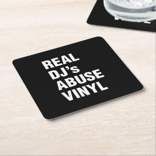 REAL DJ's ABUSE VINYL Vierkante Kartonnen Onderzetter