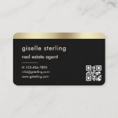 Real Estate Agent Black Gold QR Code Visitekaartje (Achterkant)