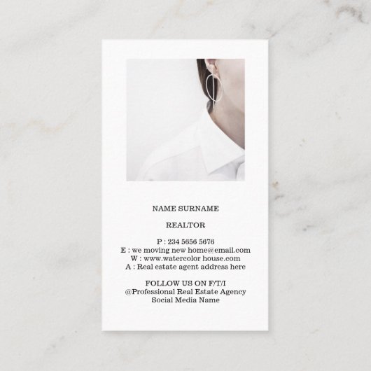 Real Estate Agent Broker New Home Visitekaartje (Achterkant)