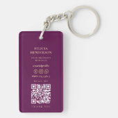 Real Estate Agent Custom Name Gold Key Logo QR Sleutelhanger (achterkant)