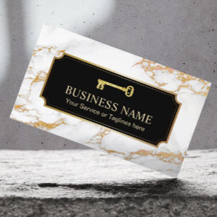 Real Estate Agent Gold Key Logo Moderne marmer Visitekaartje