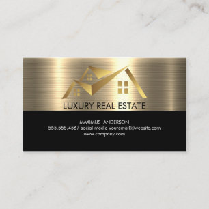 Real Estate Agent   Gold Metallic achtergrond Visitekaartje