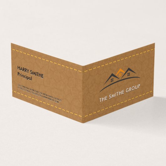 Real Estate Agent | Homes | Gesitteerd leder Visitekaartjes (Buitenkant)