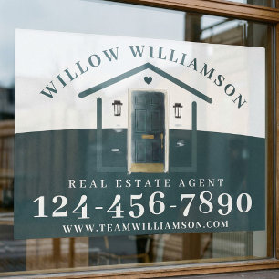 Real Estate Agent House en Green Waterverf Deuren Raamsticker