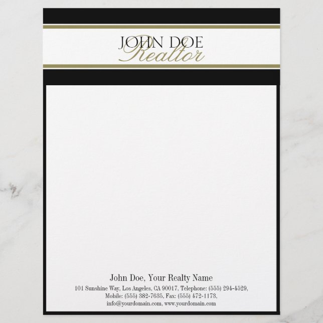 Real Estate Agent Letterhead Gold Script Match Bus Briefhoofd (Voorkant)