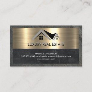 Real Estate Agent   Metallic Gold marble Slate Visitekaartje