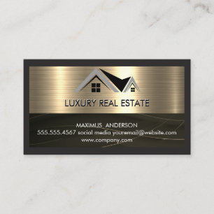Real Estate Agent   Metallic Gold Metal Visitekaartje
