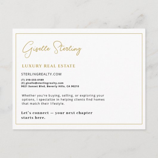 Real Estate Agent Neighborhood Marketing Mailer Briefkaart (Achterkant)