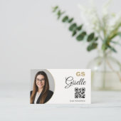 Real Estate Agent Neutral Gold Photo QR Code  Visitekaartje (Staand voorkant)