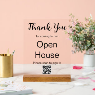 Real Estate Agent Open Huis QR code Inloggen Acryl Bord