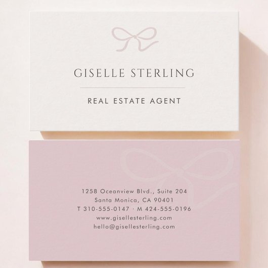 Real Estate Agent Pink Bow Visitekaartje