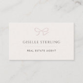 Real Estate Agent Pink Bow Visitekaartje (Voorkant)