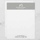 Real Estate Agent Professional House Logo Plain Gepersonaliseerd Briefhoofd (Voorkant / Achterkant)
