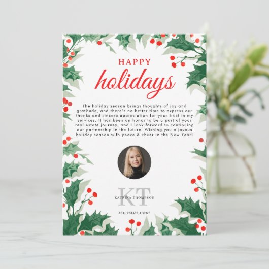 Real Estate Agent Realtor Christmas Happy Holidays Bedankkaart (Staand voorkant)