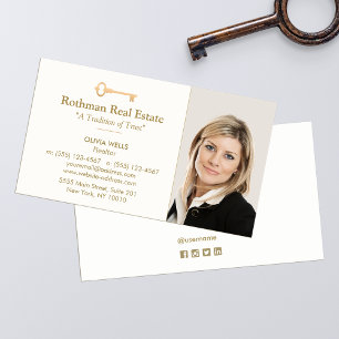 Real Estate Agent Voeg foto Key Logo Business toe Visitekaartje