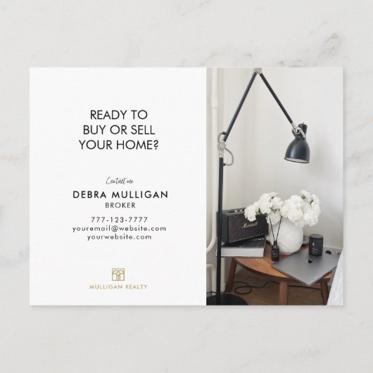 Real Estate Broker Modern Briefkaart - MARKTUPDATE (Achterkant)