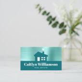 Real Estate Broker Professional Moderne House Blau Visitekaartje (Staand voorkant)