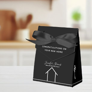 Real Estate Chic Black White - gefeliciteerd start Bedankdoosjes