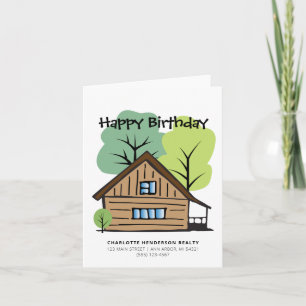 Real Estate Client Hand-Drage Happy Birthday Kaart