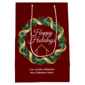 Real Estate Company Elegant Custom Red Kerstmis Medium Cadeauzakje (Achterkant)