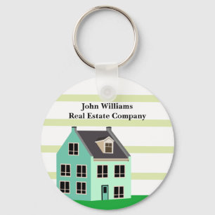 Real Estate Company House Modern Green Striped Sleutelhanger