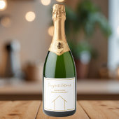 Real Estate Company Housewarming Gefeliciteerd Sparkling Wijnetiket