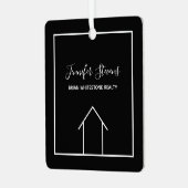 Real Estate Company Modern Custom Black Kerstmis Metalen Ornament (Voorkant links)