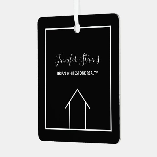 Real Estate Company Modern Custom Black Kerstmis Metalen Ornament (Voorkant links)
