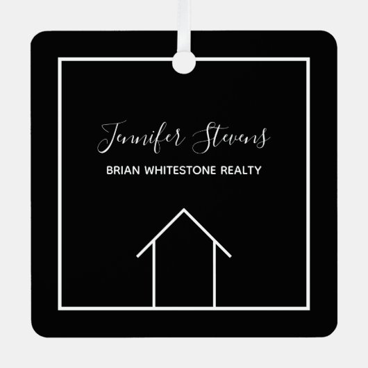 Real Estate Company Modern Custom Black Kerstmis Metalen Ornament (Voorkant)