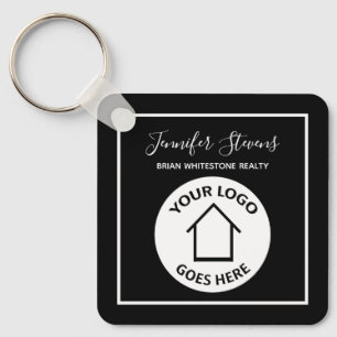 Real Estate Company Modern Logo Custom Black Sleutelhanger