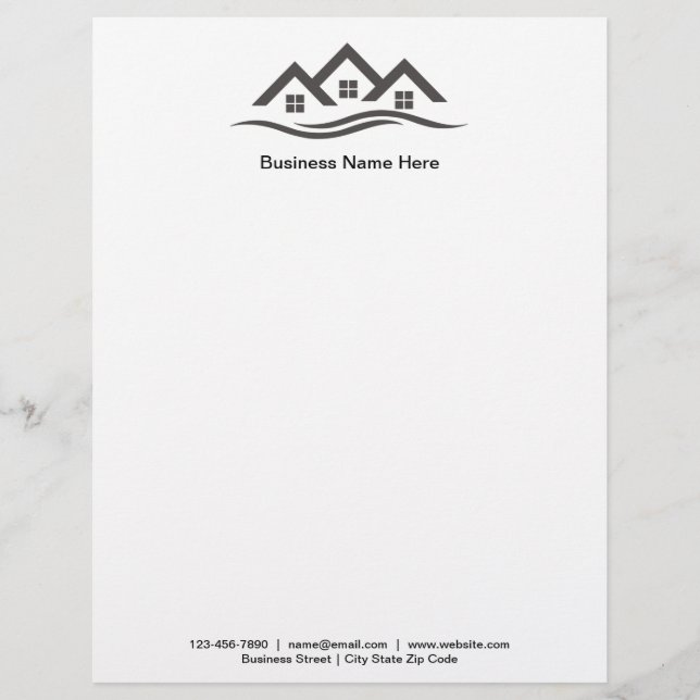 Real Estate Editable Online Letterhead Sjabloon Briefhoofd (Voorkant)