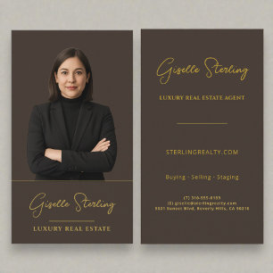 Real Estate Espresso Bruin Goud Professioneel Visitekaartje